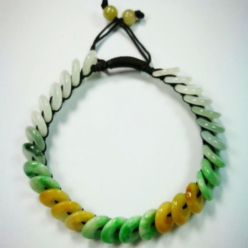 NATURE GRADE "A "BEAUTIFUL GREEN YELLOW 9MM BEADS JADE BEADS JADEITE BRACELET